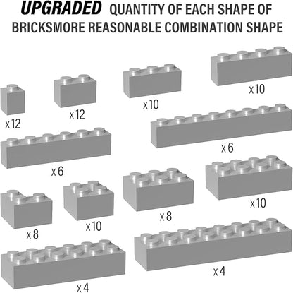 100 Piece Light Gray Bricks Bulk, 12 Size Light Grey Classic Building Blocks Bricks, Compatible with Lego Parts and Pieces(Color: Light Gray)