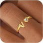 C-leen Gold Initial Rings for Girls Women - Dainty 18K Gold Plated Adjustable Letter Rings Teen Girls Gifts Trendy Stuff Initial Ring Teen Girl Birthday Gift for Girl Non Tarnish
