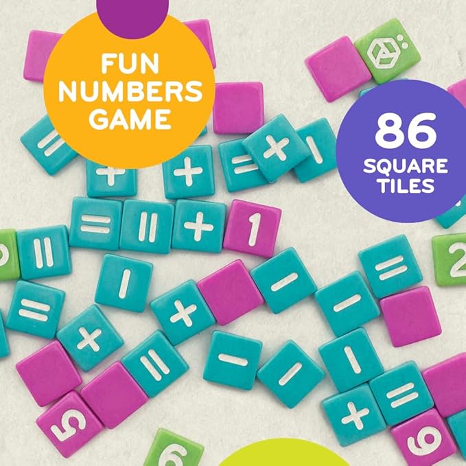 Mobi Kids Educational Math Game - Addition, Subtraction, Multiplication and Division in a Crossword Grid, Numerical Function Tiles, Learning Math Games Kids - for Children Ages 4-8