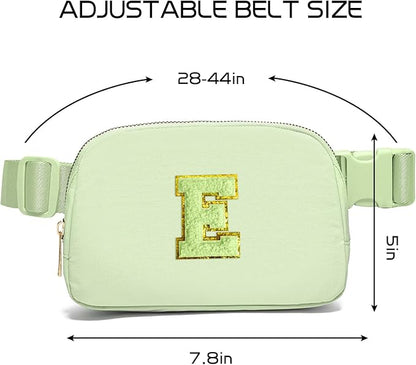 Gitus Gifts for 8 9 10 11 12 Year Old Girls Belt Bag Fanny Pack Crossbody Bags with Initial Letter Patch Cute Stuff Birthday Gifts for Teen Girls Women Personalized Trend Stuff (Light Green-E)