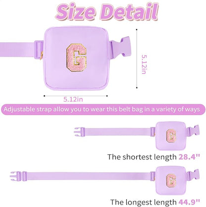 Mini Belt Bag Fanny Pack with Initials Letter Patch Small Crossbody Bags Cute Stuff Birthday Gifts for Teenager Girls Trendy Stuff for Teens - G,Lavender