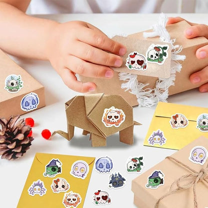 Halloween Party Favors, Halloween Stickers, 500 PCS Skull Vinyl Waterproof Stickers for Teens, Hall-oween Decorations Games Treats Classroom Crafts Gifts Party Supplies