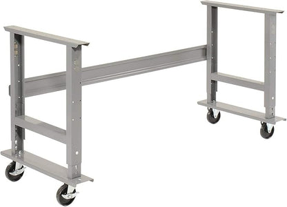Global Industrial Mobile Adjustable Height C-Channel Leg Workbench, Maple Butcher Block Square Edge, 48"Wx30"D, Gray