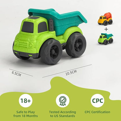 Toddler Car Toys for 1-3 Year Old, BPA Free, Phthalates Free, PVC, Dump Truck, Mixer Cement, Easter Christmas Birthday Gifts for 2 3 4 Year Boy Girl. Dishwasher Safe, Recycled Plastic