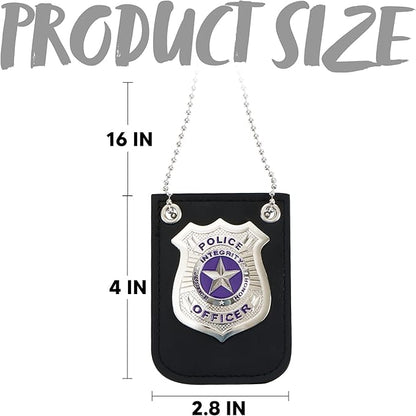 Spooktacular Creations Police Pretend Toy Set for Kids, Silver Police Badge Handcuffs, Cop Play Costume Accessories, Halloween Party Favors, Detective Dress Up, Christmas Stuffers for Boys Men Women