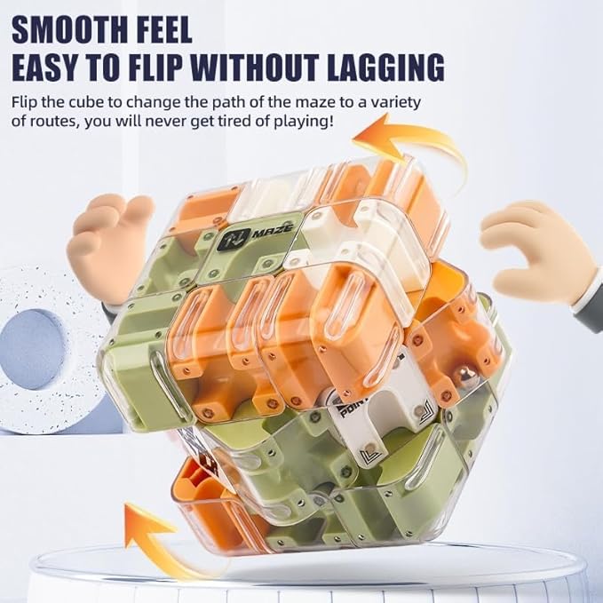 3D Maze Ball Puzzle Fidget Cube - Engaging Brain Teaser Toy for Stress Relief & Focus, Challenging Puzzle Maze Ball Game for Adults, Teens & Kids (Model A-2PCS)