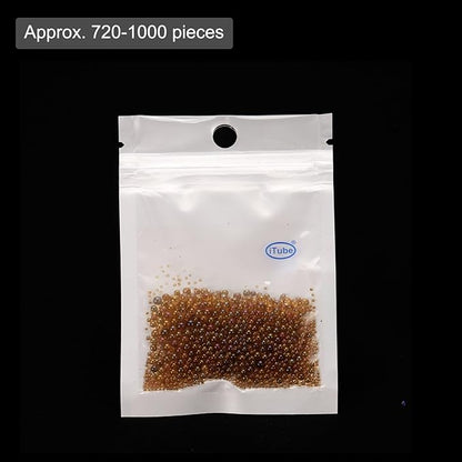 Iridescent Glass Tiny Bubble Beads, 0.4-3mm 10g No Hole Micro Mini Round Coffee Brown Water Droplets Beads - Applications: for Resin Filler, Nail Art, Dollhouse Bath Tub