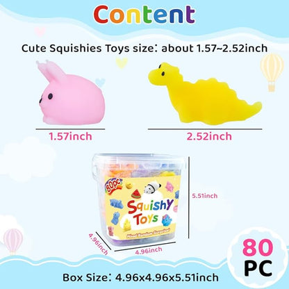 80PCS Party Favors for Kids 4-8 8-12 Kawaii Mochi Squishies Fufu Squishy Slow Rising Sensory Fidget Toys Bulk for Classroom Prizes Set Valentine Goodie Bags Halloween Buckets Easter Eggs Cheap