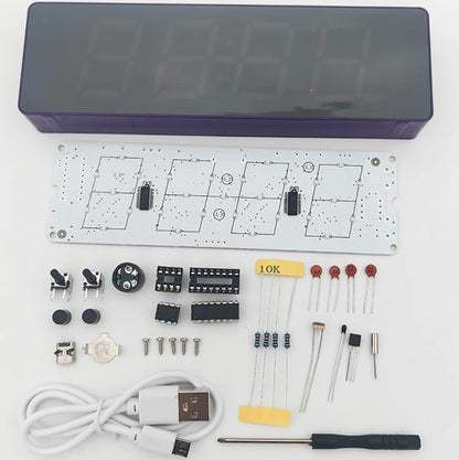 DIY Soldering Practice Kit, Digital Alarm Clock Soldering Kit, 4-Digit Display, RGB Color Modes, Electronic Soldering Project