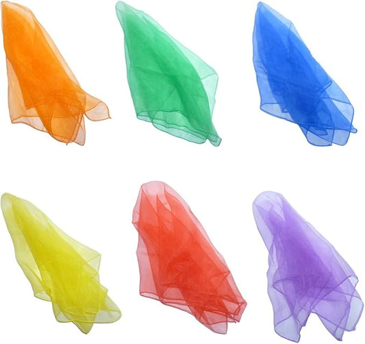 Hoerev Pack of 6 Dancing Juggling Scarves for Decoration Mixed Colors Scarves,Size 24"x24",60cmx60cm