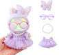 Clothes for Dolls Accessories, Outfit Set 4 Pieces Gauze Dress for 15cm 17cm Doll (No Doll), Romantic Skirt Doll Clothing Set Replacement Purple