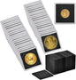 Coin Capsule Coin Snap Holder 2 x 2 Inch Half Dollar Coin Holder, Coin Cases for Collectors Coin Sleeves Collectors for Coin Collection Supplies (Black Foam Gasket, 40)