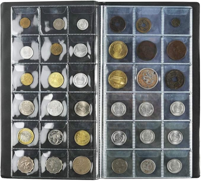 AITIME 180 Pockets Coin Collection Supplies - Coin Collecting Holders Book Album for Collectors, Collector Album Storage Suitable for Coin Diameter Less Than 1.66 Inches (Black)