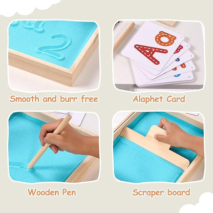 Montessori Sand Tray for Kids,Writing Play Sand Tray with Lid for Classroom Practice Writing Letters and Numbers