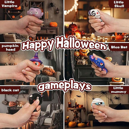 New 6 Packs-Halloween Squishies Toys Slow Rising, Gift Box Includes Pumpkin, Vampire,Black Cat,Mummy,Human Skeleton, Bat, Halloween Soft Stress Relief Toys for Girls,Boys,Kids Party(6pcs-4)