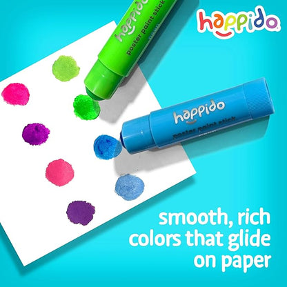 Happido Set of 12 Twistable Tempera Paint Sticks For Kids, Quick Drying, No Mess Art Supplies for Toddlers and Kids Ages 4-6 - NEON & PASTEL COLORS