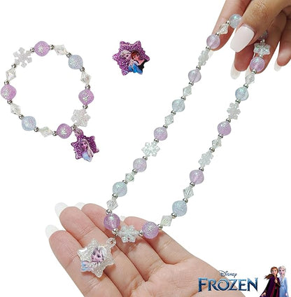 LUV HER Girls Jewelry Set - Dress Up Toy Jewelry Box Set with Bead Necklaces, Bracelets, and Rings - Frozen Play Accessories - Ages 3+