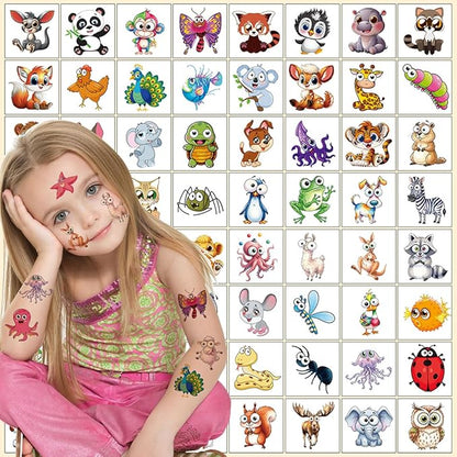 Animals Temporary Tattoos for Kids, 160Pcs Larger Tattoos Mixed Cute Animals Stickers, Party Favors Goodie Bag Stuffers Gifts Christmas Birthday