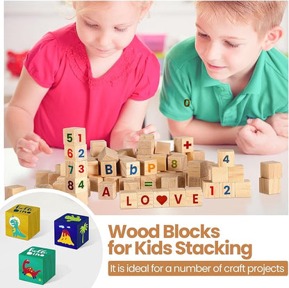 Barydat 300 Pcs 0.4 in Wooden Cubes, Unfinished Blocks for Crafting Plain Wooden Block for Craft Cube Natural Craft Wood Crafting DIY Project Baby Showers