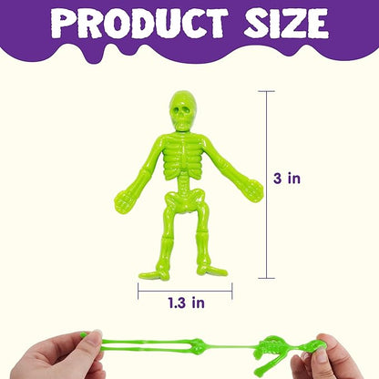 JOYIN 48 PCS Halloween Stretchy Skeletons, Halloween Sticky Hand Toys Bulk for Halloween Party Favor Goodie Bag Fillers, Kids Student School Classroom Carnival Game Prizes