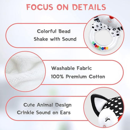 Baby Rattles 0-6 Months Newborn Toys Infant Toys 0-6 Months Rattles for Babies 0-6 Months Baby Toys 0-6 Months, Black and White High Contrast Baby Toys for 0 3 6 9 12 Months (Baby Rattles)