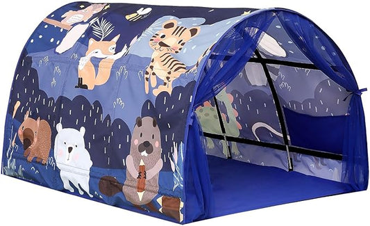 Kids Bed Tent Twin Beds -Zoos Wonder Play Tents Boys Girls Ventilated Indoor Play Tent Children Promotes Independent Play, Stimulates Imagination Set-Up Playhouse (Zoos)