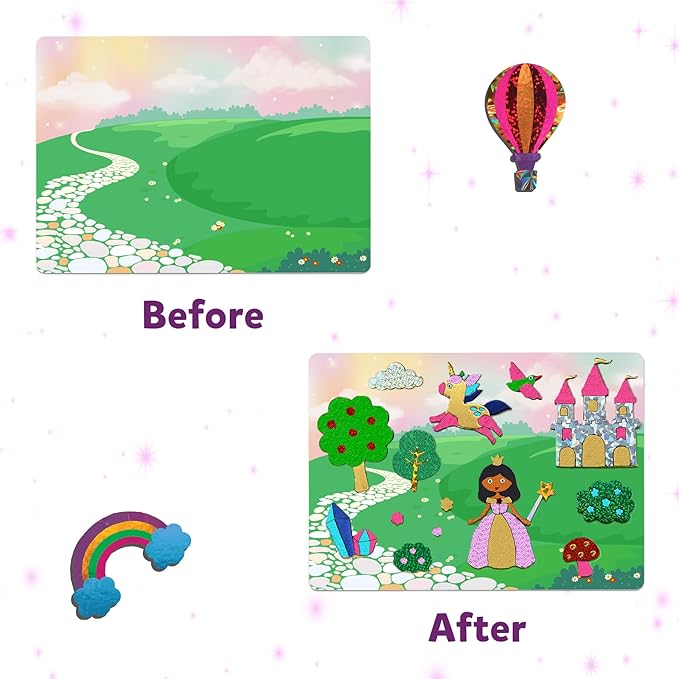Skillmatics Foil Fun - Unicorns & Princesses, No Mess Art for Kids, Craft Kits & Supplies, DIY Creative Activity, Travel Toys, for Ages 4, 5, 6, 7, 8, 9