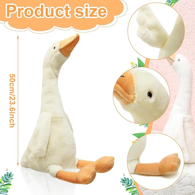Sosation 3 Pieces 23.6'' Silly Goose Plush Stuffed Animal Toy, Swan Stuffed Animal, White Fluffy Cute Goose Funny Duck Plush Swan Toys Gifts for Home Birthday Favor