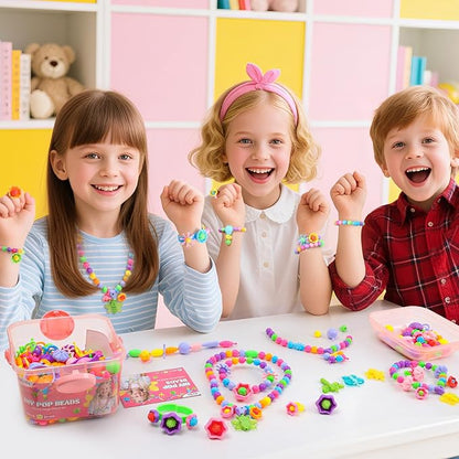Snap Pop Beads Jewelry Kit for Girls – 350PCS Insect DIY Bracelet Making Toy with Butterfly, Ladybug, Dragonfly – No Mess Craft Birthday Gift Age 4–8 – Crafts Kits with Storage Box