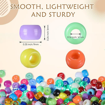 21000 Pcs Pony Beads Bulk 6 x 9 mm Plastic Kandi Beads for Bracelet for Multicolor Craft Making Rainbow Necklace Jewelry Key Chain DIY Braids(40 Colors)