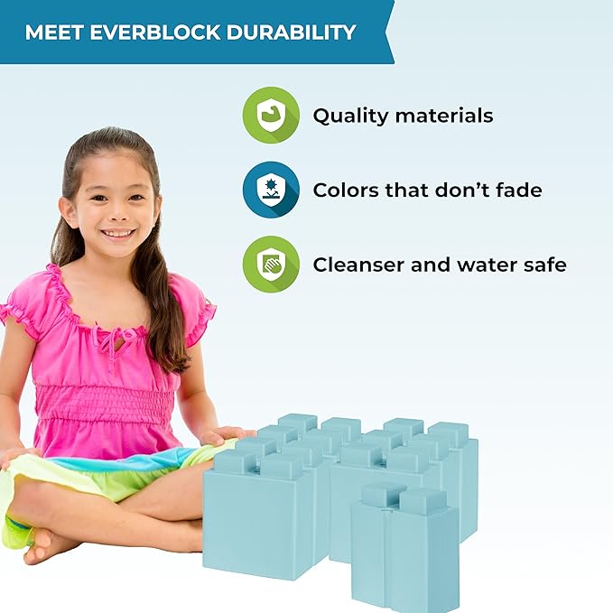 EverBlock 3” x 6” Quarter Size Plastic Modular Block Bulk Pack | Giant Building Blocks | Easy to Connect & Reuse | Indoor & Outdoor Use | Build Displays & Structures | Translucent