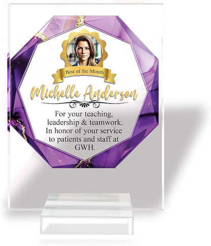 Custom Engraved Acrylic Employee Recognition Award – Personalized Appreciation Trophy for Corporate Excellence – Desk Display Plaque with Free Customization (Style #2)