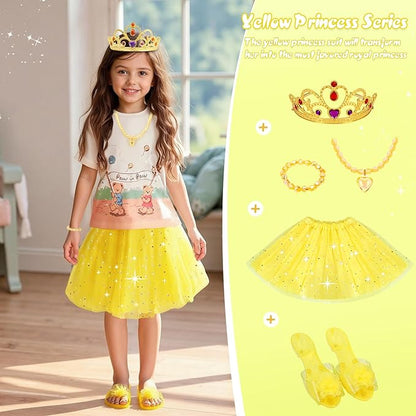 Meland Princess Dress Up for Girls - Dress Up Clothes with Shoes & Skirts, Princess Toys for Toddler Girl 3,4,5,6 Years
