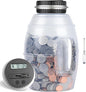Large Digital Coin Bank for Kids and Adults - LCD Counter, 2.8L Capacity for US Coins (Silver)