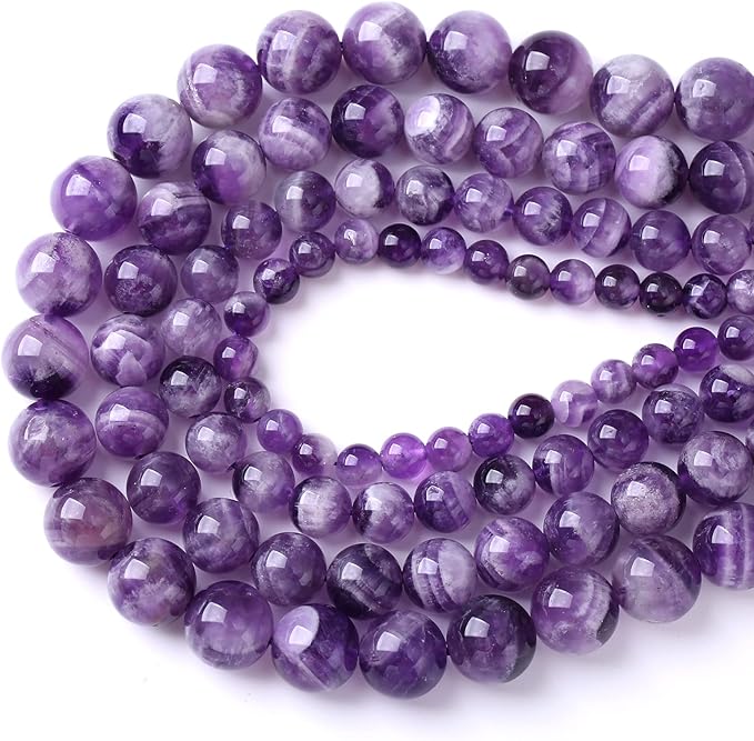 120PCS 6MM Purple Amethyst Dream Lace Beads Natural Quartz Crystal Stone Loose Beads for Jewelry Making DIY Bracelet Grade A+