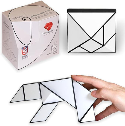 Pickagram Tangram 3D Magnetic Puzzle for Kids (8-12), Adults & Seniors | STEM Certified Fidget Puzzle - Magnetic Pattern Blocks for Cognitive Development, Creativity & Focus - Panda