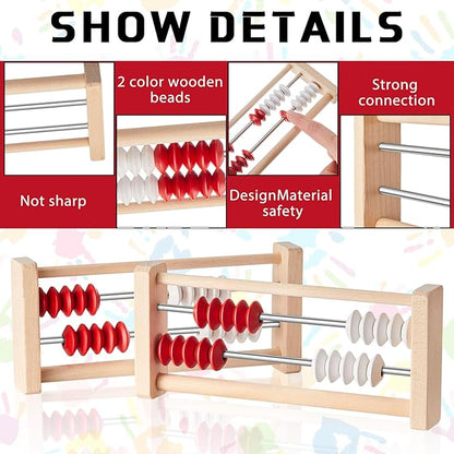 8 Pcs Mini 20-Bead Wooden Rekenrek Abacus, Abacus for Kids Math, Math Counters Manipulatives Counting Rack for Kids Educational Toys Elementary Toddlers Preschool Learning