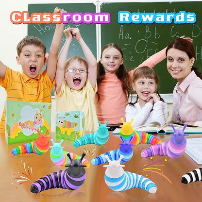 Cevioce 4 Pcs Toddler Party Favors - Fidget Toys Slugs for Students & Classroom Prizes - Goodie Bag Stuffers for Kids 3-5