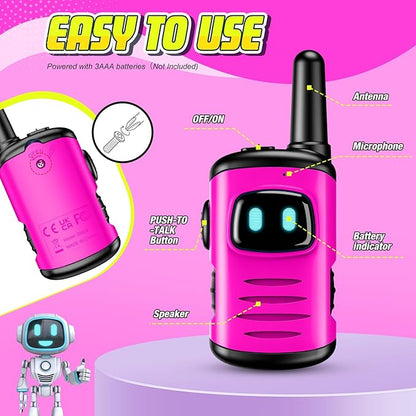 Toys for 3-8 Year Old Girls: comedyfun Mini Robots Walkies Talkies 2 Pack Christmas Birthday Gifts for 3 4 5 6 7 8 Year Old Girls Boys Stocking Stuffers Camping Hiking Toys Age 4 5 6 7 8 Girl Boy