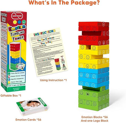 Garybank Emotion Tower Social Emotional Learning Activities for Kids, Sel Feelings Games W/56 Emotion Cards, Play Therapy Social Skills Board Game for Kid Age 6+, School Counselors Gifts