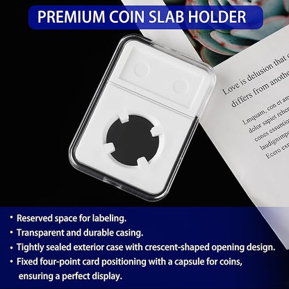 10-Pack 18mm Coin Slab Display Holder, Clear Acrylic Storage Case for Seated Liberty, Barber, Winged Liberty (Mercury), Roosevelt Dimes and Other 18mm Coins, Four-Point Fixation Coin Collection Box