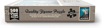 MyPuzzle Acadia National Park: Lighthouse at Night - Premium 500 Piece Jigsaw Puzzle for Adults