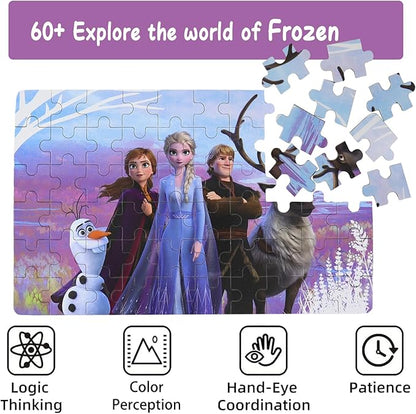 Princess Puzzles for Kids Ages 4-8 60 Pieces - Jigsaw Puzzle for Girls and Boys in Metal Box - Educational Toys for Ages 3-5 (Princess 0680)