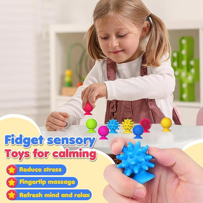 Sensory Fidget Toys Kids Adults: 16 Pack Textured Suction Toys for Autism Kids Calming - Quiet Anxiety Fidgets for Classroom Prize - Calm Down Toy for Girls Boys - Gifts Christmas Stocking Stuffers