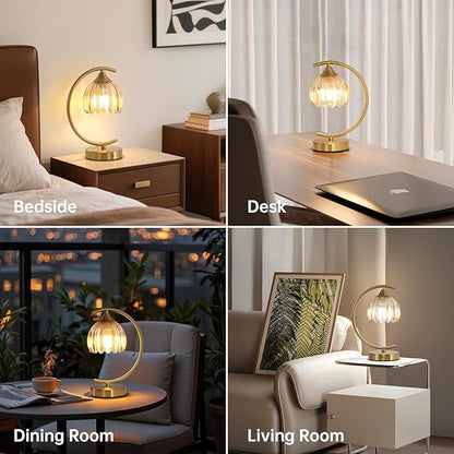 Cordless Table Lamp with 5200mAh Battery & Touch Control - 3 Adjustable Color Temperatures Bulb, Rechargeable Small Table Lamps for Living Room, Bedroom, Office Desk, Nightstand (Amber Tulip)