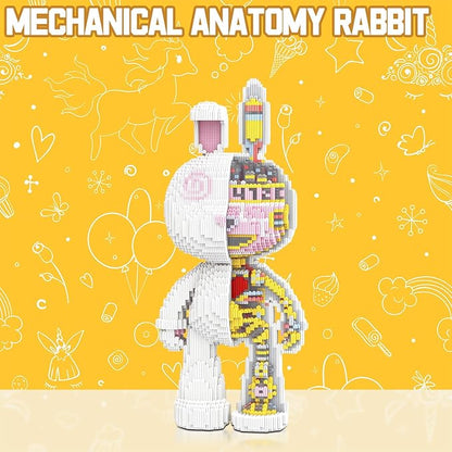 Animal Mechanical Rabbit Micro Mini Building Blocks Sets with Storage Drawer Large Cute Animal Graffiti Rabbit Building Kits Model Toys Gifts for Adults Kids Teens 6650 PCS