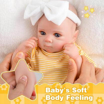 Jirachi Lifelike Reborn Baby Dolls, Real Life Full Body Newborn Baby Girl, 18 Inch Realistic Reborn Baby with Accessories for Girls Yellow