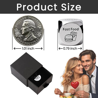 Father's Dad Gifts from Wife Daughter Son,Food Dice,Anniversary Steel Food Decision Dice Couple Gifts for Women Men Birthday Wedding Funny Gifts for Boyfriend,Girlfriend,Men,Women,Wife,Husband