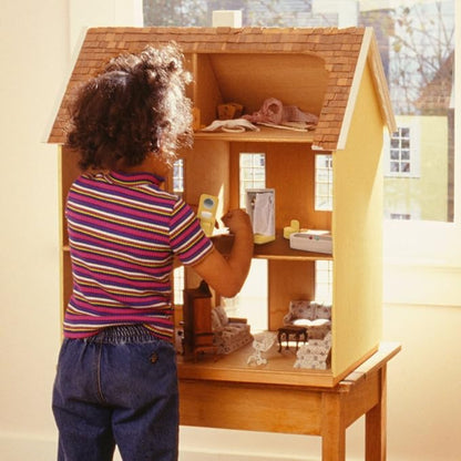 Wooden Dollhouse Furniture|Made of Safe Wood and Bright Water-Based Paint|Compatible with Most Doll Houses|Bathroom