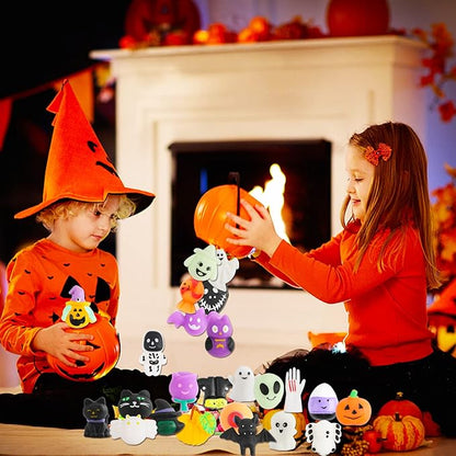 Halloween Mochi Squishy Toys, 24 pcs Squishies Halloween Party Favors for Kids Boys Girls Classroom Prize Halloween Toys Bulk Stress Relief Squishies Gift for Halloween Treat Bags
